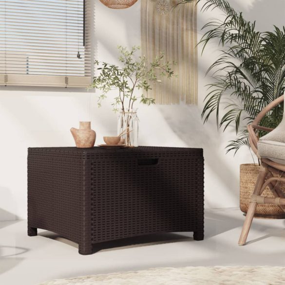 barna PP rattan kerti tárolóláda 60 x 54 x 41 cm