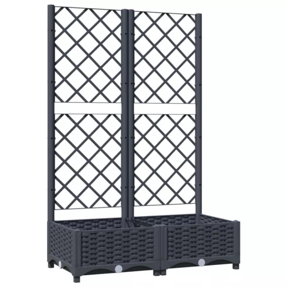 kék-szürke kerti virágláda ráccsal 80 x 40 x 121,5 cm PP