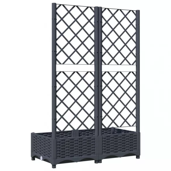 kék-szürke kerti virágláda ráccsal 80 x 40 x 121,5 cm PP