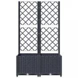 kék-szürke kerti virágláda ráccsal 80 x 40 x 136 cm PP