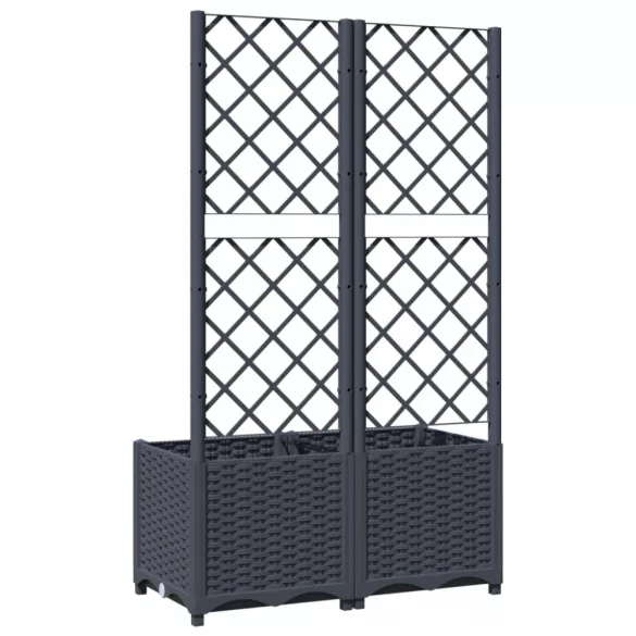 kék-szürke kerti virágláda ráccsal 80 x 40 x 136 cm PP
