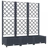 kékszürke PP rácsos kerti ültetőláda 120 x 40 x 121,5 cm