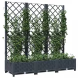 kékszürke PP rácsos kerti ültetőláda 120 x 40 x 121,5 cm