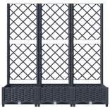 kékszürke PP rácsos kerti ültetőláda 120 x 40 x 121,5 cm