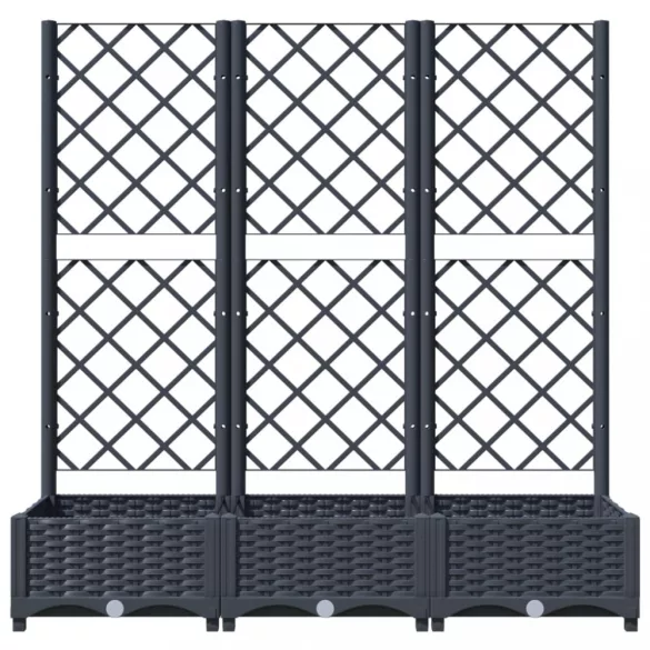 kékszürke PP rácsos kerti ültetőláda 120 x 40 x 121,5 cm