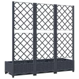 kékszürke PP rácsos kerti ültetőláda 120 x 40 x 121,5 cm