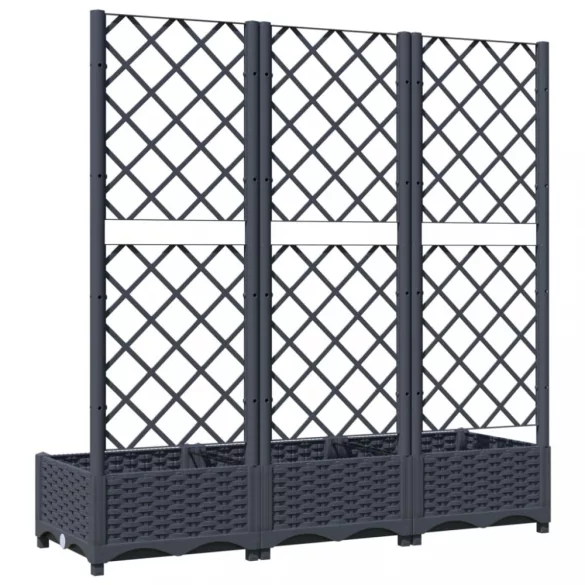 kékszürke PP rácsos kerti ültetőláda 120 x 40 x 121,5 cm