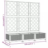 kékszürke PP rácsos kerti ültetőláda 120 x 40 x 121,5 cm