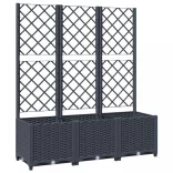 kékszürke PP rácsos kerti ültetőláda 120 x 40 x 136 cm