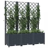 kékszürke PP rácsos kerti ültetőláda 120 x 40 x 136 cm