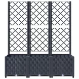 kékszürke PP rácsos kerti ültetőláda 120 x 40 x 136 cm