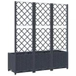 kékszürke PP rácsos kerti ültetőláda 120 x 40 x 136 cm