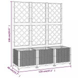 kékszürke PP rácsos kerti ültetőláda 120 x 40 x 136 cm