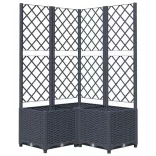 kékszürke PP rácsos kerti ültetőláda 80 x 80 x 136 cm