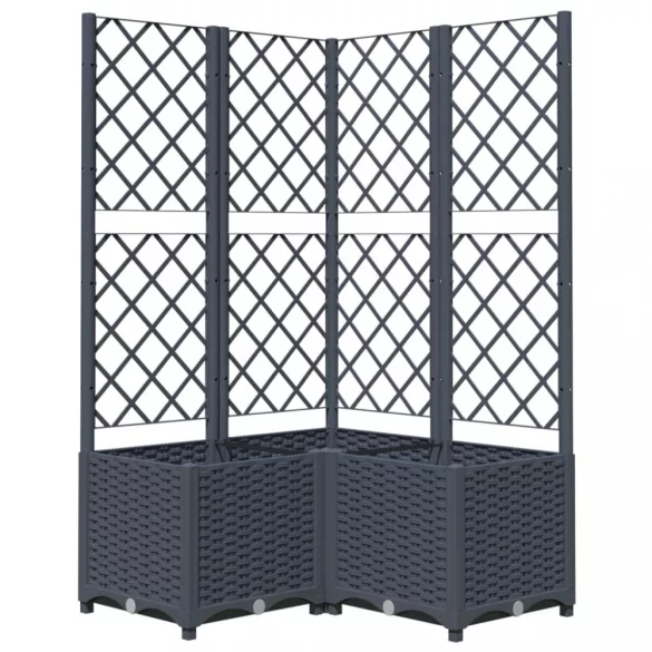 kékszürke PP rácsos kerti ültetőláda 80 x 80 x 136 cm