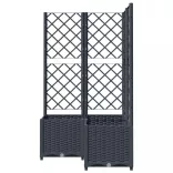 kékszürke PP rácsos kerti ültetőláda 80 x 80 x 136 cm