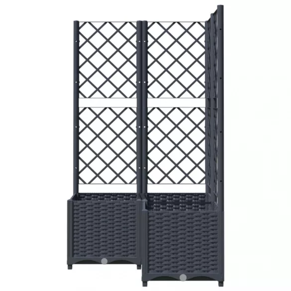 kékszürke PP rácsos kerti ültetőláda 80 x 80 x 136 cm