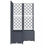 kékszürke PP rácsos kerti ültetőláda 80 x 80 x 136 cm