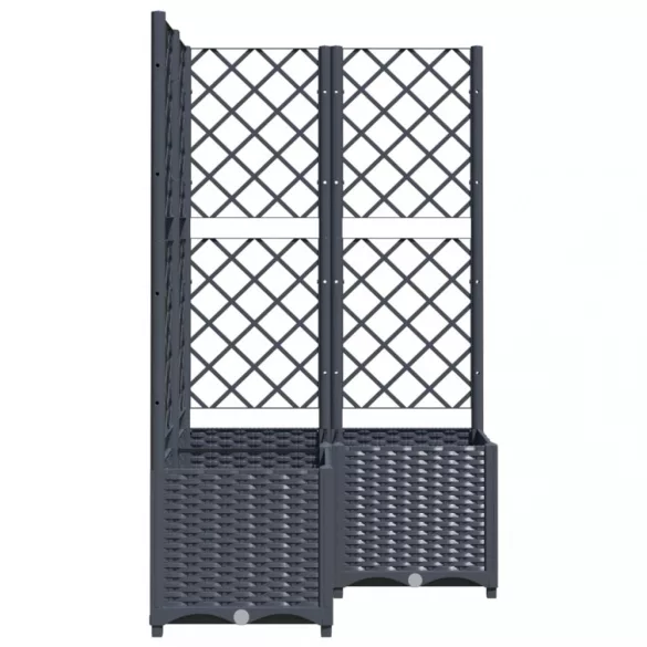 kékszürke PP rácsos kerti ültetőláda 80 x 80 x 136 cm