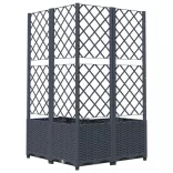 kékszürke PP rácsos kerti ültetőláda 80 x 80 x 136 cm