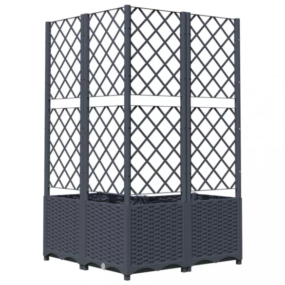kékszürke PP rácsos kerti ültetőláda 80 x 80 x 136 cm