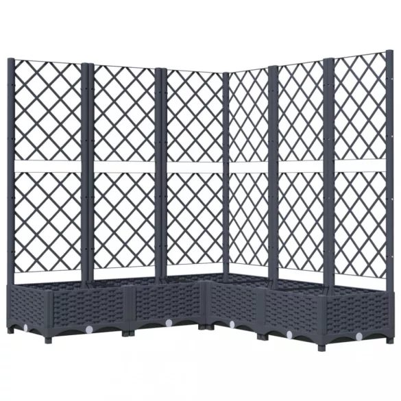 kékszürke PP rácsos kerti ültetőláda 120 x 120 x 121,5 cm