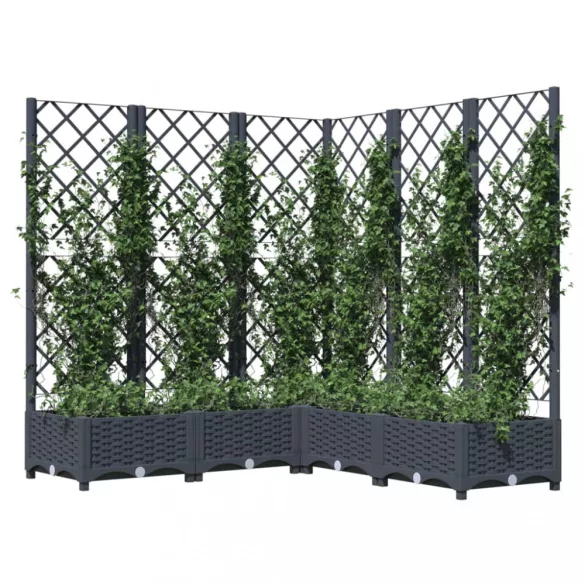 kékszürke PP rácsos kerti ültetőláda 120 x 120 x 121,5 cm