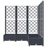 kékszürke PP rácsos kerti ültetőláda 120 x 120 x 121,5 cm