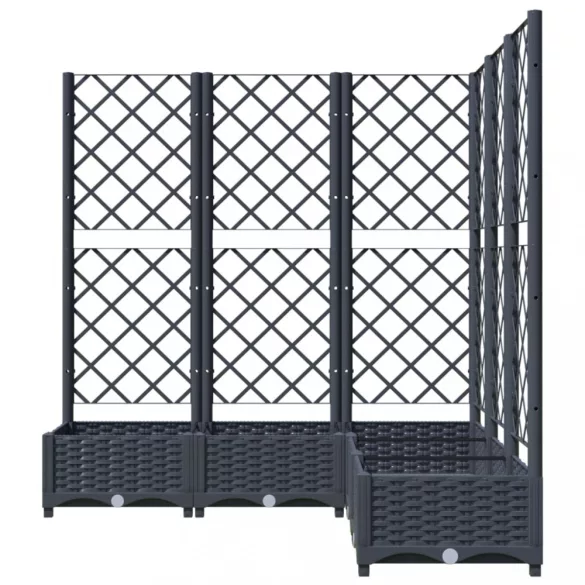 kékszürke PP rácsos kerti ültetőláda 120 x 120 x 121,5 cm