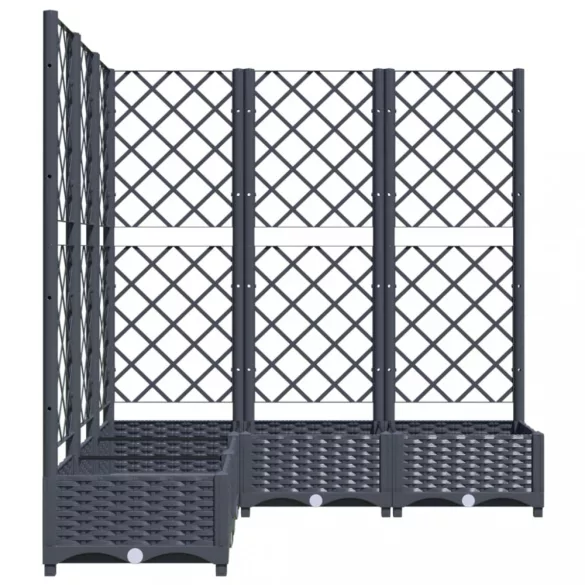 kékszürke PP rácsos kerti ültetőláda 120 x 120 x 121,5 cm