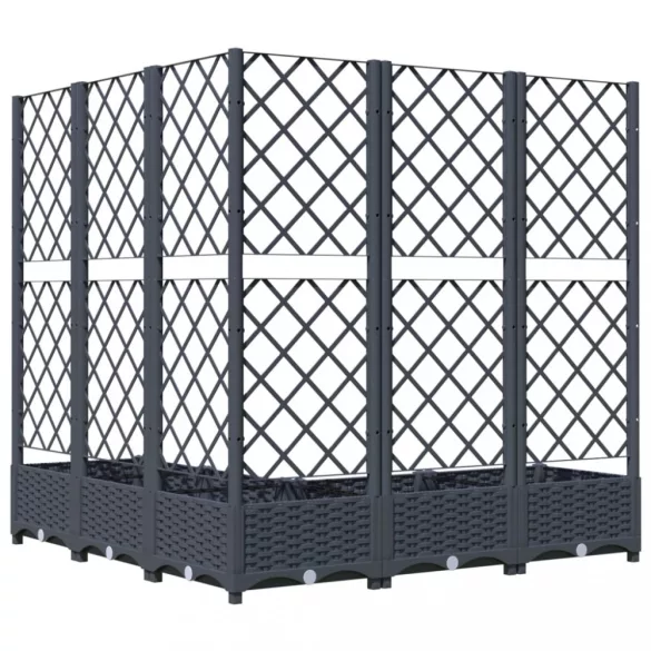 kékszürke PP rácsos kerti ültetőláda 120 x 120 x 121,5 cm