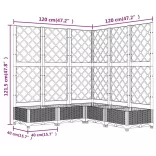 kékszürke PP rácsos kerti ültetőláda 120 x 120 x 121,5 cm