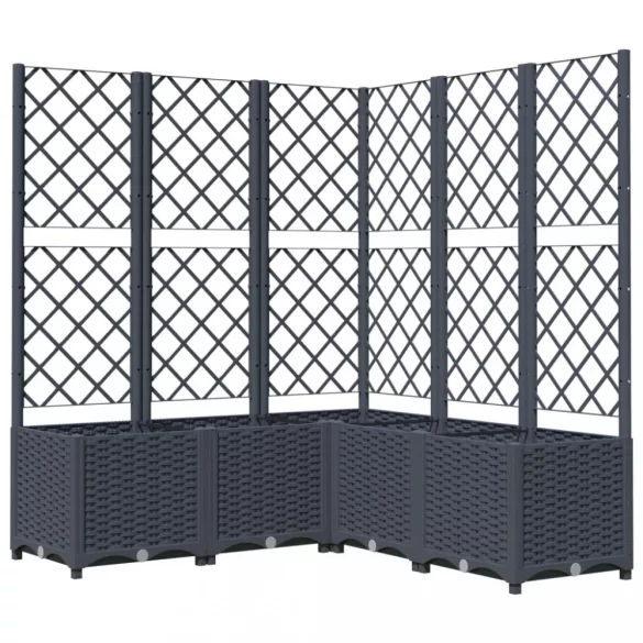 kékszürke PP rácsos kerti ültetőláda 120 x 120 x 136 cm