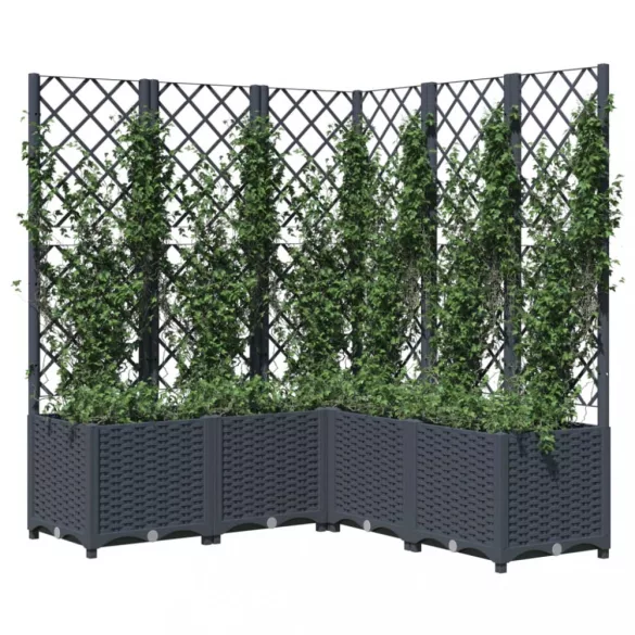 kékszürke PP rácsos kerti ültetőláda 120 x 120 x 136 cm