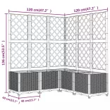 kékszürke PP rácsos kerti ültetőláda 120 x 120 x 136 cm