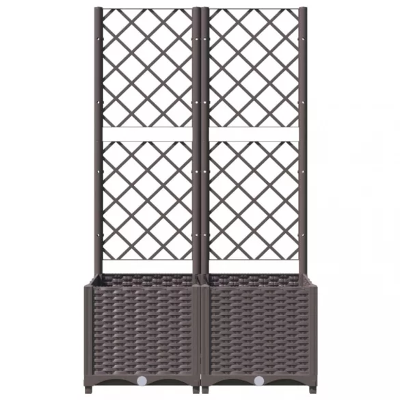 barna polipropilén rácsos kerti ültetőláda 80 x 40 x 136 cm