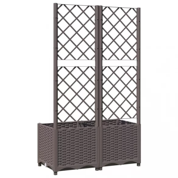 barna polipropilén rácsos kerti ültetőláda 80 x 40 x 136 cm