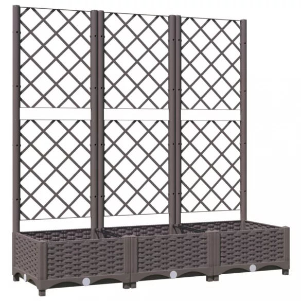 barna PP kerti virágláda ráccsal 120 x 40 x 121,5 cm