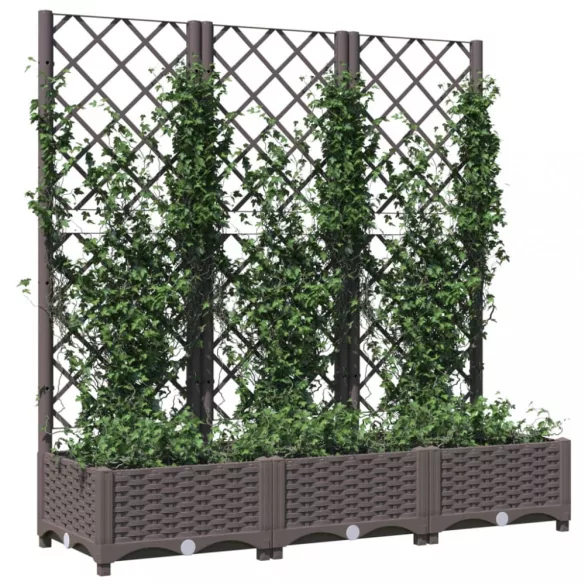 barna PP kerti virágláda ráccsal 120 x 40 x 121,5 cm