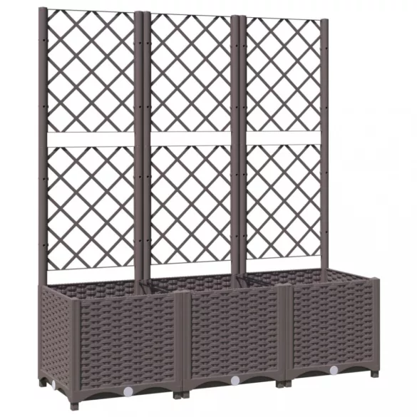 barna PP kerti virágláda ráccsal 120 x 40 x 136 cm