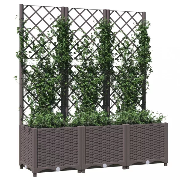 barna PP kerti virágláda ráccsal 120 x 40 x 136 cm