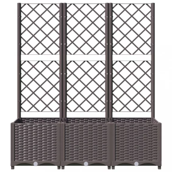 barna PP kerti virágláda ráccsal 120 x 40 x 136 cm