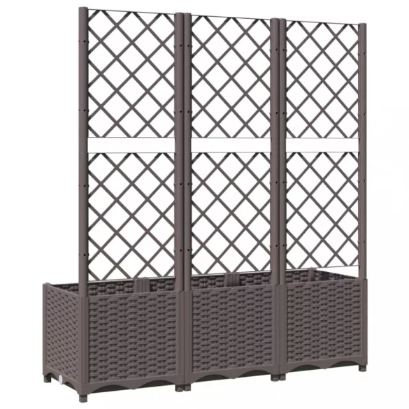 barna PP kerti virágláda ráccsal 120 x 40 x 136 cm