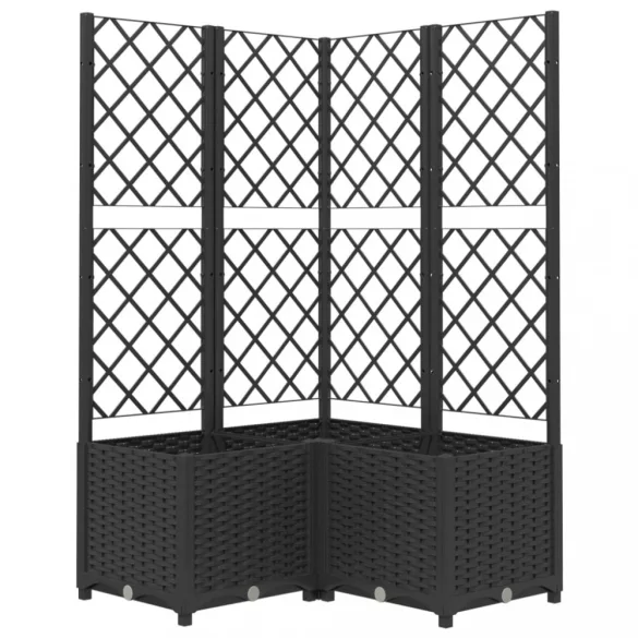 fekete polipropilén rácsos kerti ültetőláda 80 x 80 x 136 cm
