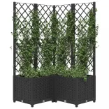 fekete polipropilén rácsos kerti ültetőláda 80 x 80 x 136 cm