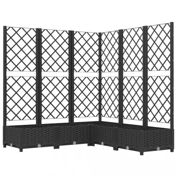 fekete polipropilén rácsos kerti ültetőláda 120 x 120 x 121,5cm