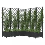 fekete polipropilén rácsos kerti ültetőláda 120 x 120 x 121,5cm