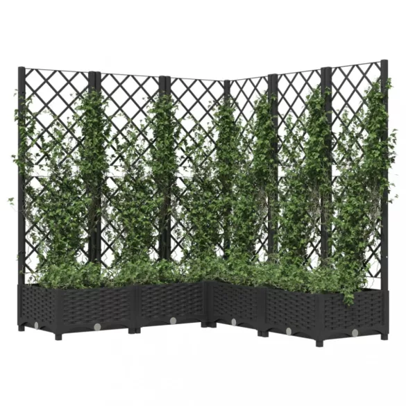 fekete polipropilén rácsos kerti ültetőláda 120 x 120 x 121,5cm