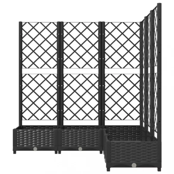 fekete polipropilén rácsos kerti ültetőláda 120 x 120 x 121,5cm