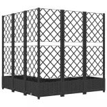 fekete polipropilén rácsos kerti ültetőláda 120 x 120 x 121,5cm